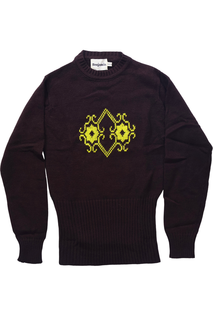 80's Brown Knitted Jumper with Embroidered Pattern - XS - Think Vintage