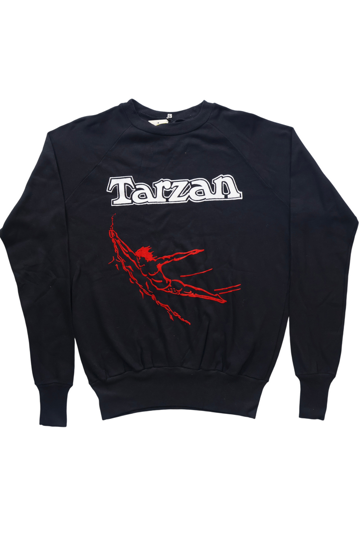 80's Tarzan Black Sweatshirt - M - Think Vintage ltd