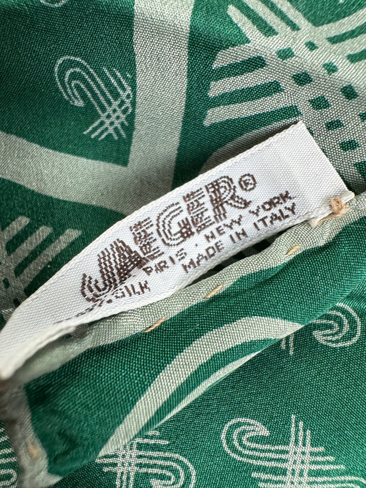 Jaeger Green Silk Patterned Bandana