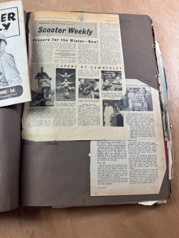 Vintage Scooter Archive Scrapbook – Original Photos, Newspaper Cuttings, Posters & Ephemera