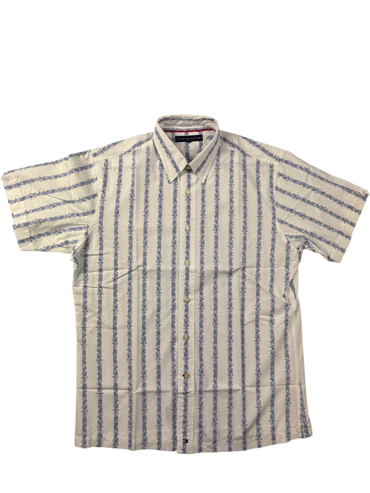 Tommy Hilfiger Blue Striped Short Sleeve Shirt - L
