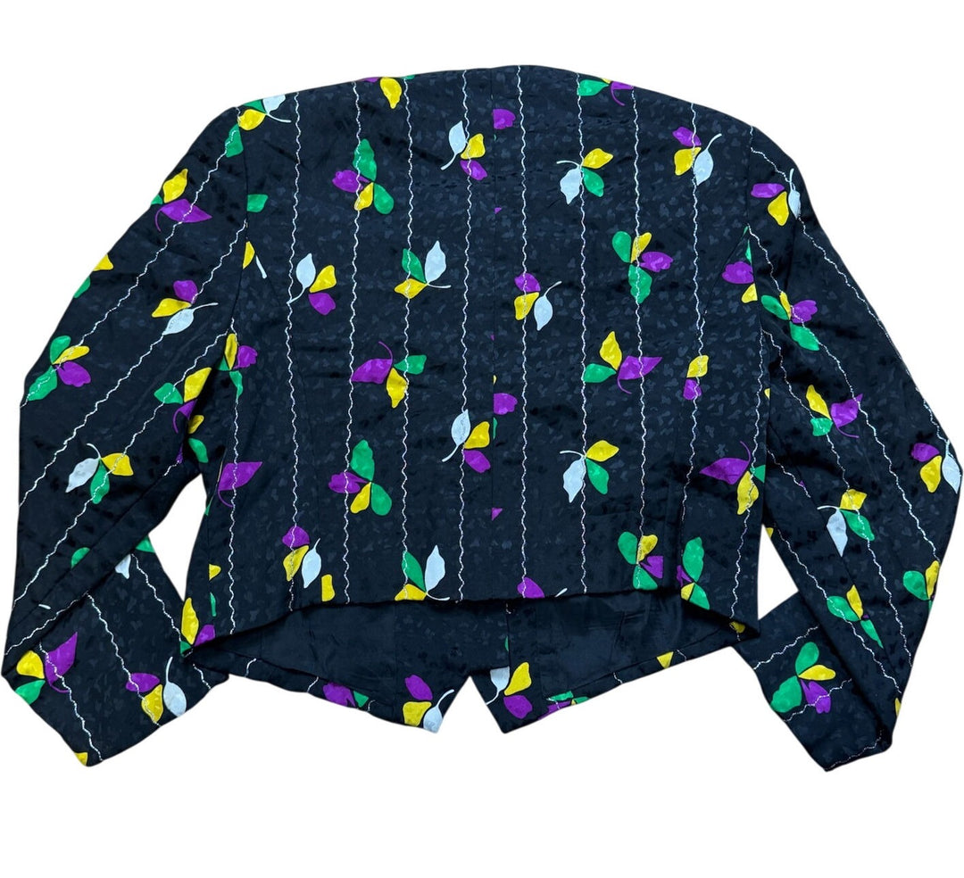 80s Floral Patterned Button-Up Jacket - S
