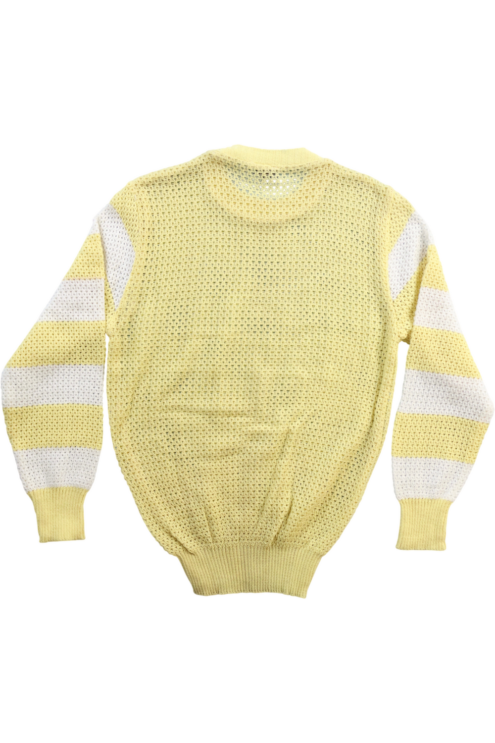 80s Lemon Striped Waffle Knit Jumper - Think Vintage ltd