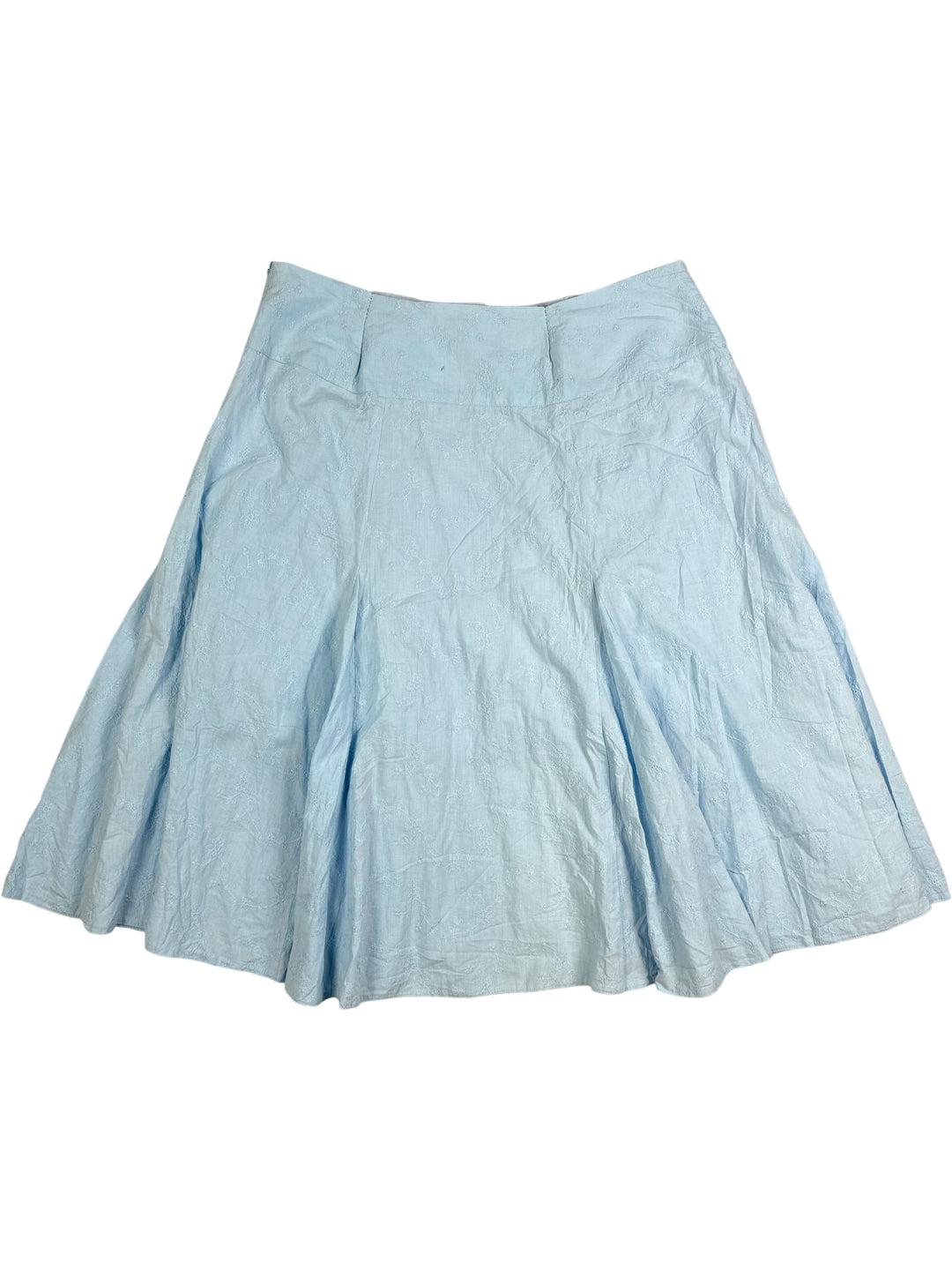 Light Blue Embroidered Circle Skirt - L - Think Vintage