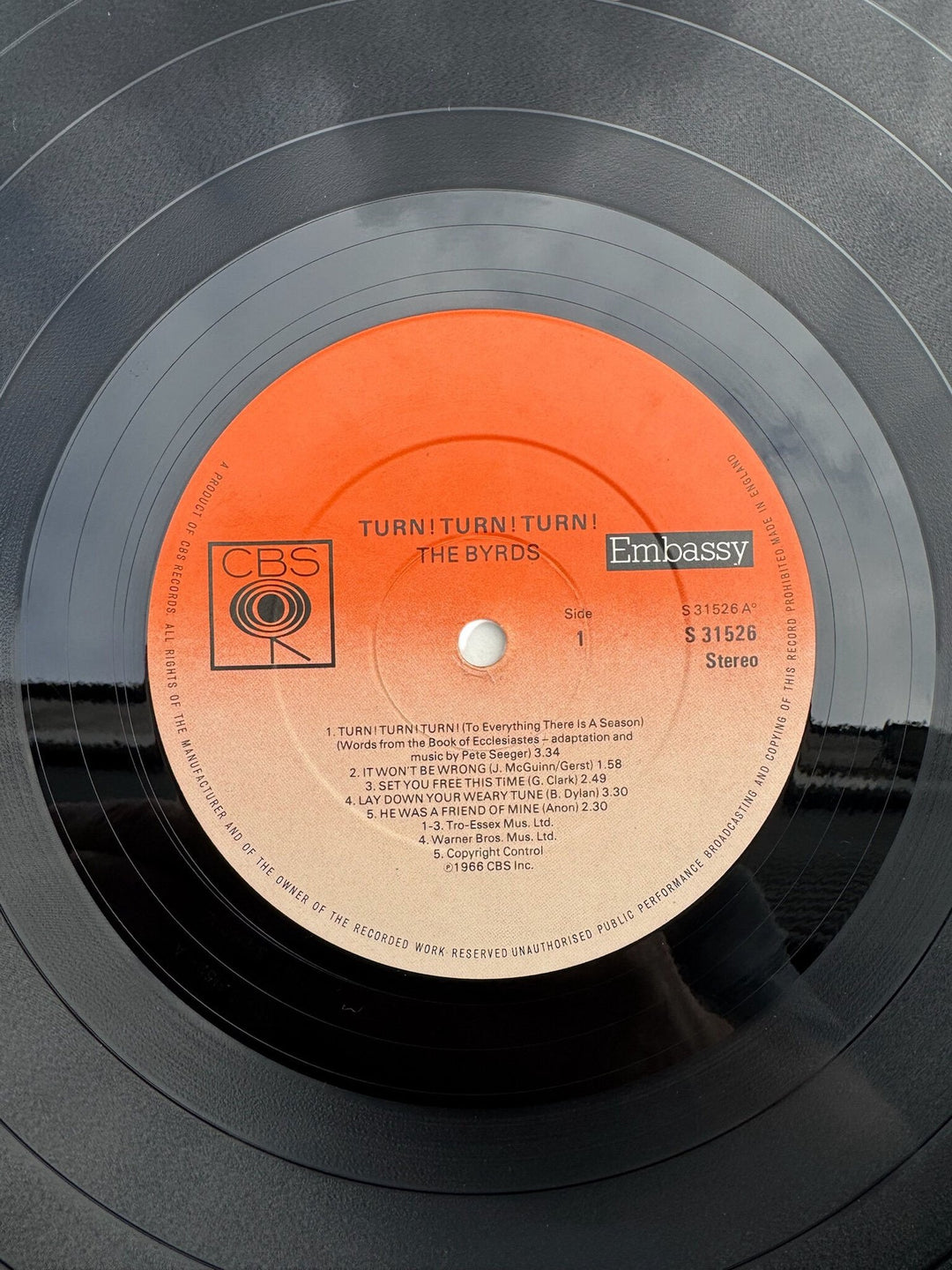 The Byrds Turn! Turn! Turn! Vinyl Record- Very Good