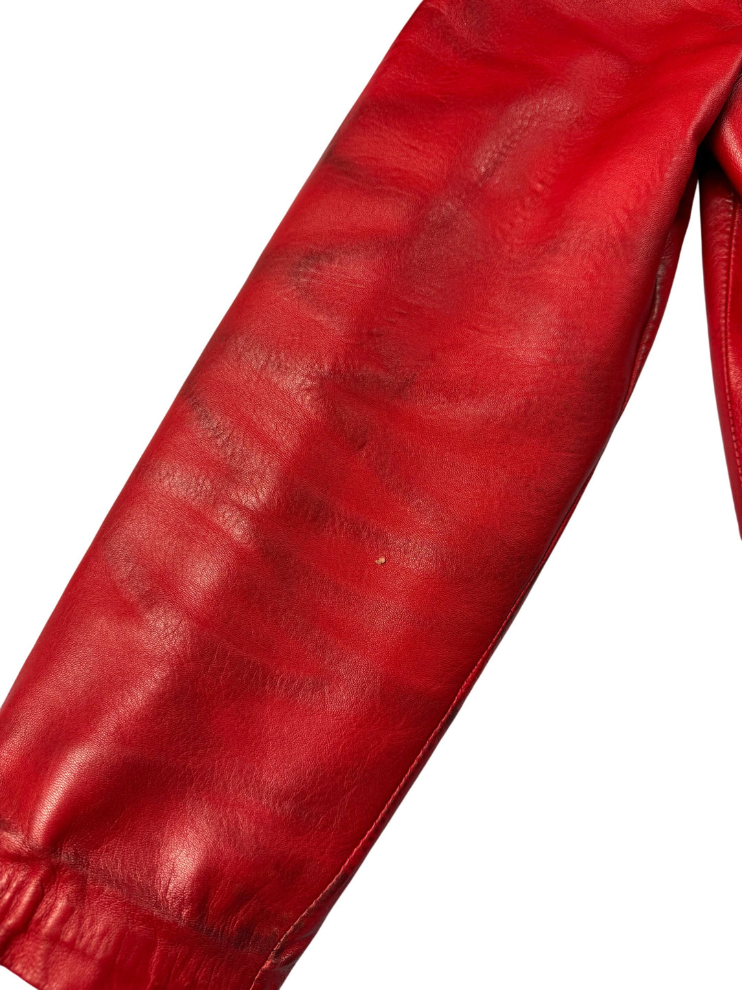 Red Leather Long Coat - Think Vintage
