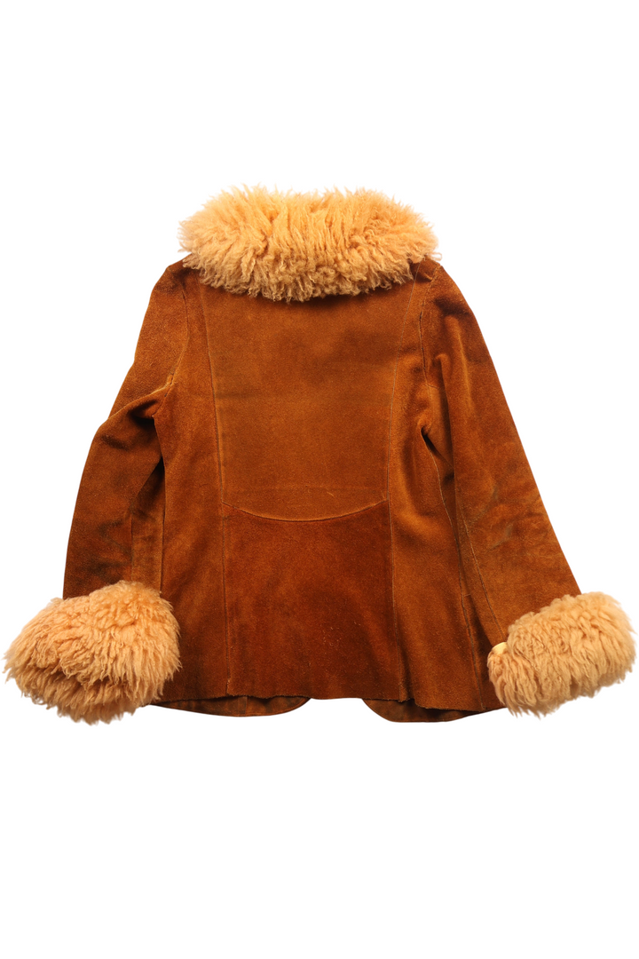 1960s Suede Jacket With Sheepskin Cuffs - S - Think Vintage