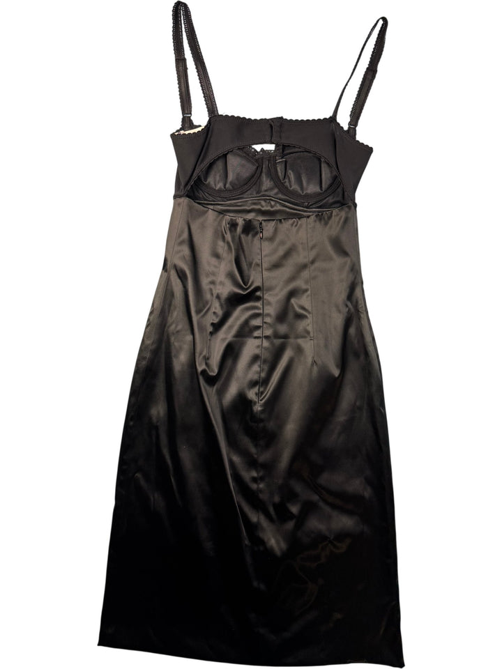 Dolce & Gabbana Black Satin Bustier Dress - XS