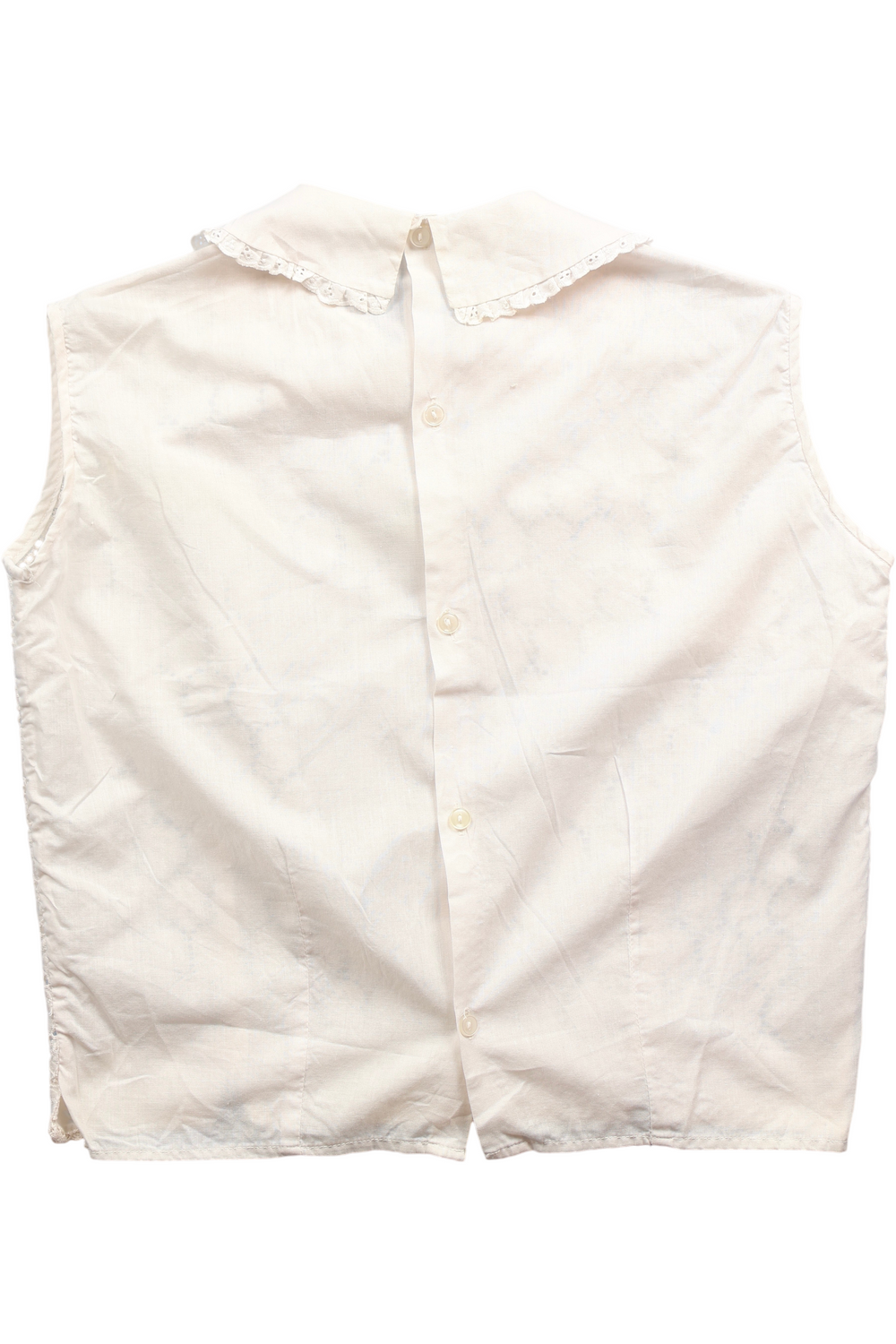 Broderie Anglaise Sleeveless Blouse - Think Vintage