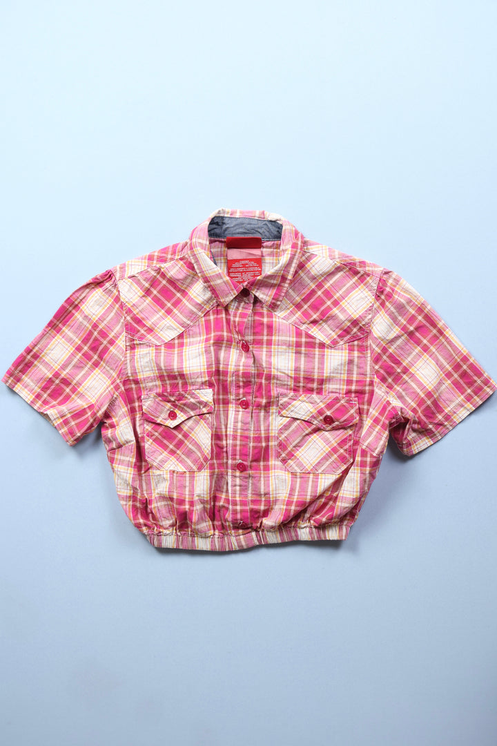 Elastic Cropped Chequered Dickies Workwear Shirt