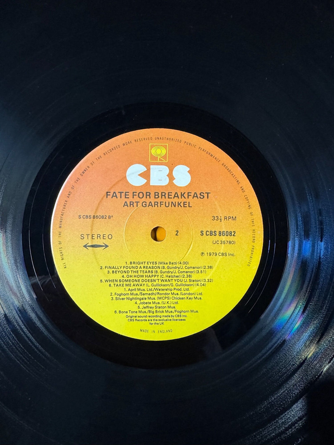 Art Garfunkel Fate For Breakfast Vinyl Record - Very Good