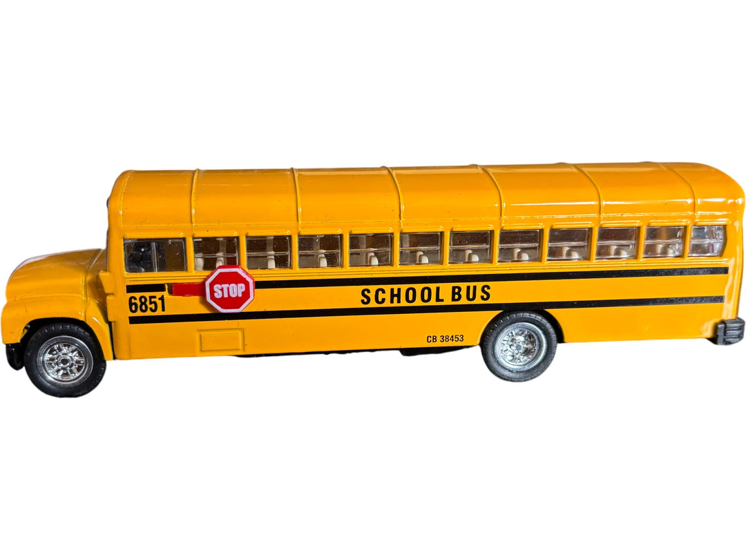 Yellow Diecast Model School Bus With Opening Doors Collectible Toy - Think Vintage