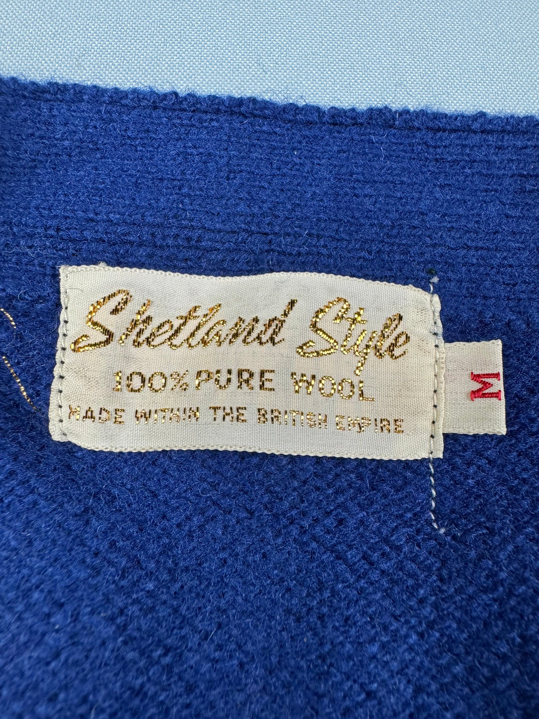 Shetland Style Blue Wool Vest - M