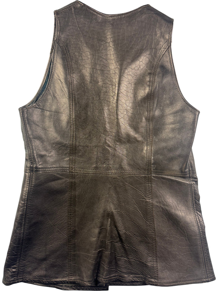 1960s Leather Waistcoat with Buckle Details - M