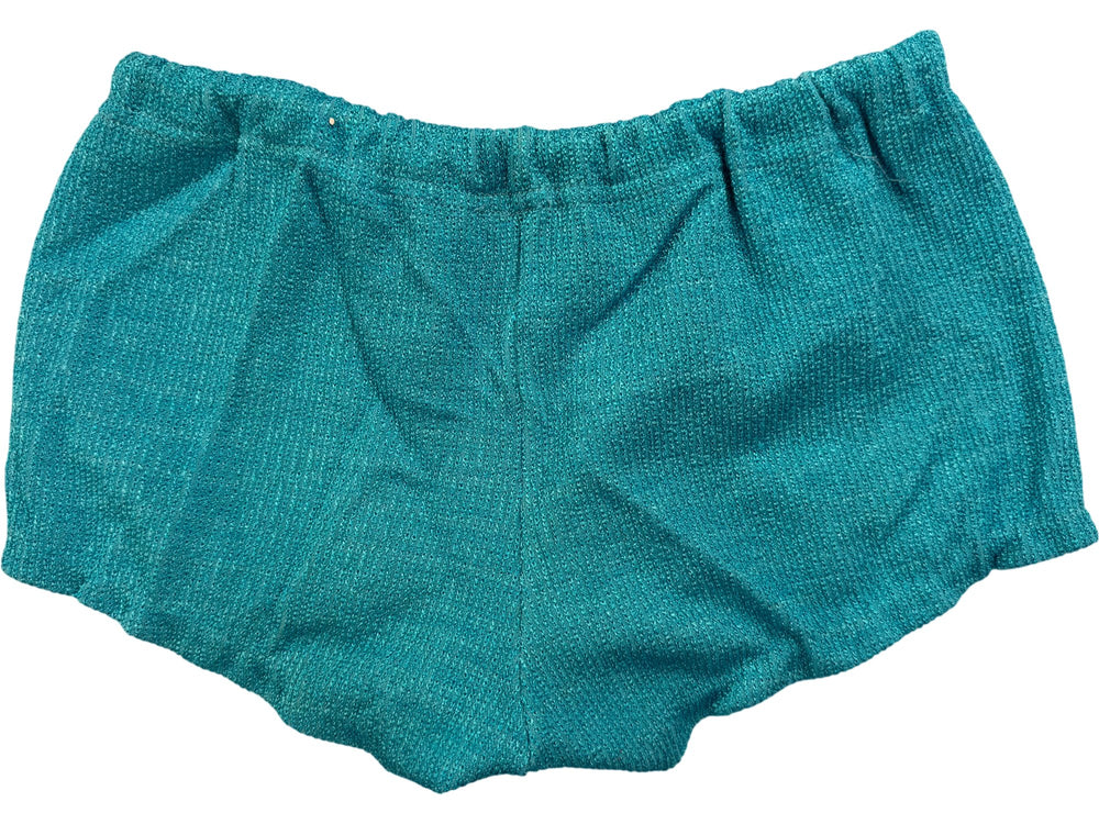 Turquoise Textured Shorts - Think Vintage