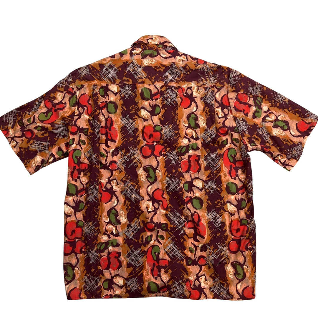 Retro Multicolour Abstract Patterned Short Sleeve Shirt - M - Think Vintage