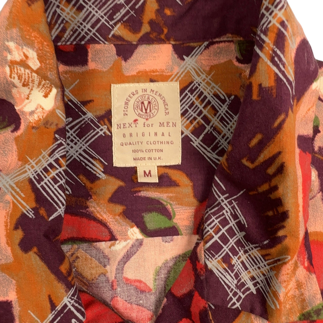 Retro Multicolour Abstract Patterned Short Sleeve Shirt - M - Think Vintage