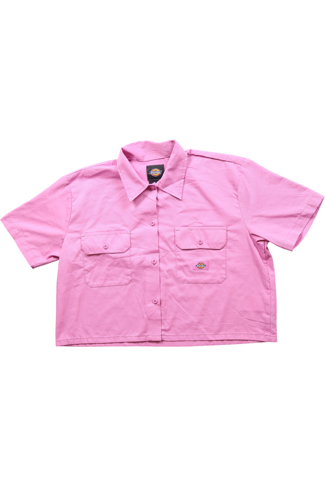 Cropped Pink Dickies Workwear Shirt - Think Vintage