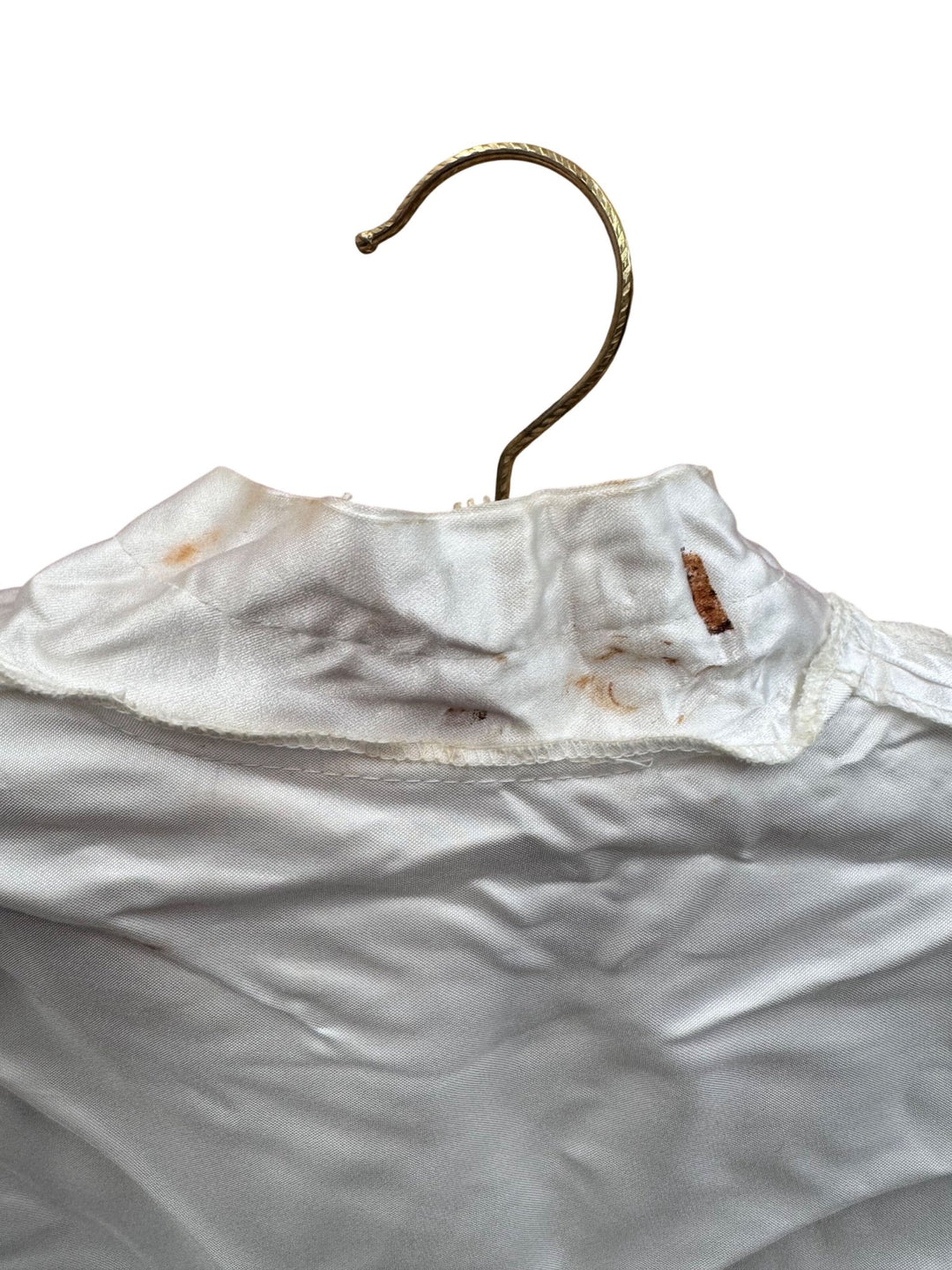 1960s White Embroidered Satin Robe
