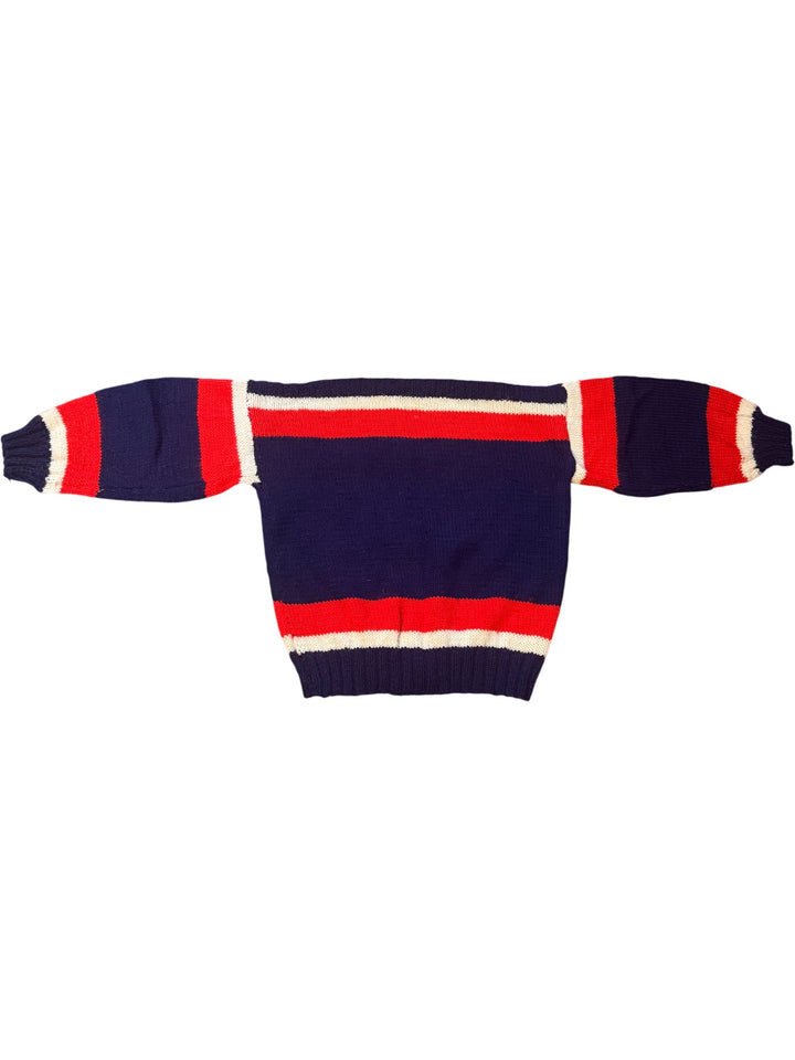 1970s Striped Hand Knit Sweater - Age 11-12