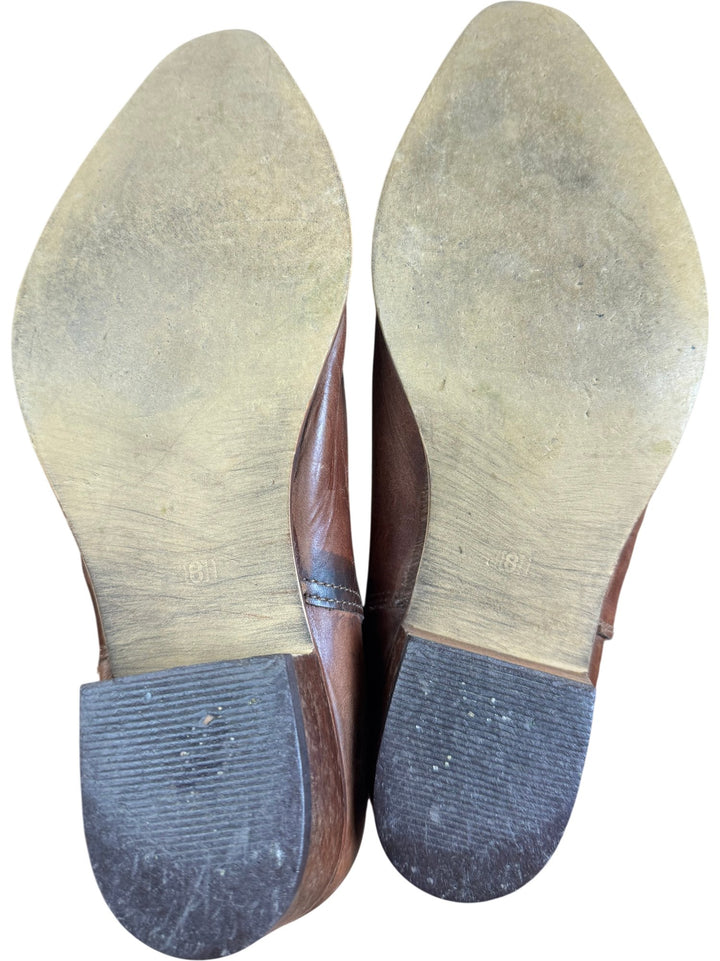 Brown Leather Cowboy Boots - 8
