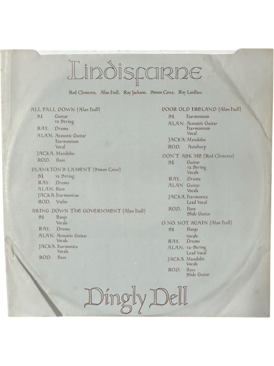 1970s Lindisfarne Dingly Dell Vinyl Record - Good