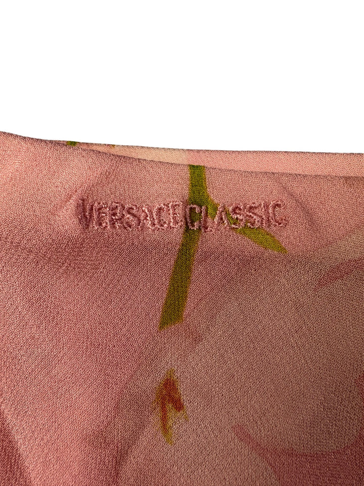 1990s Versace Classic Pink Floral Skirt - W28