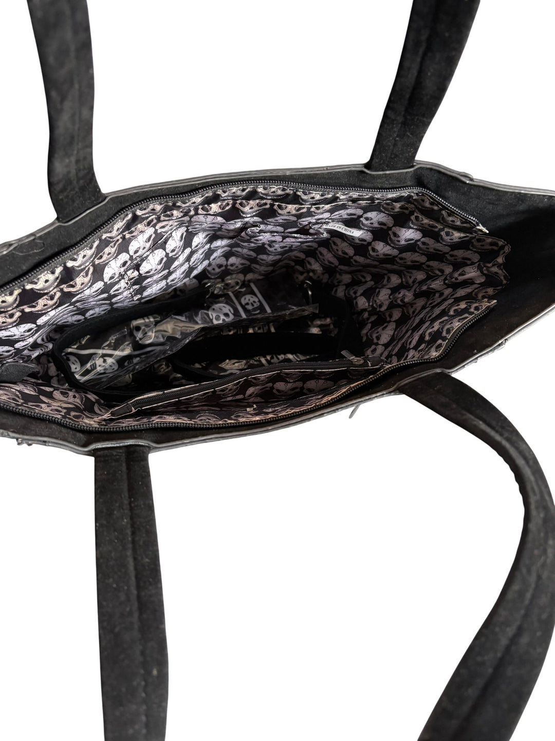 Black Studded Tote Bag with Skull Design