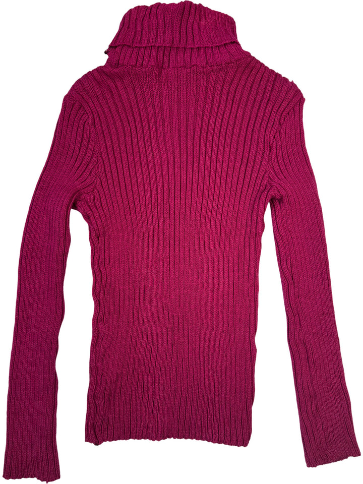 Ribbed Knit Turtleneck Sweater - S - Think Vintage