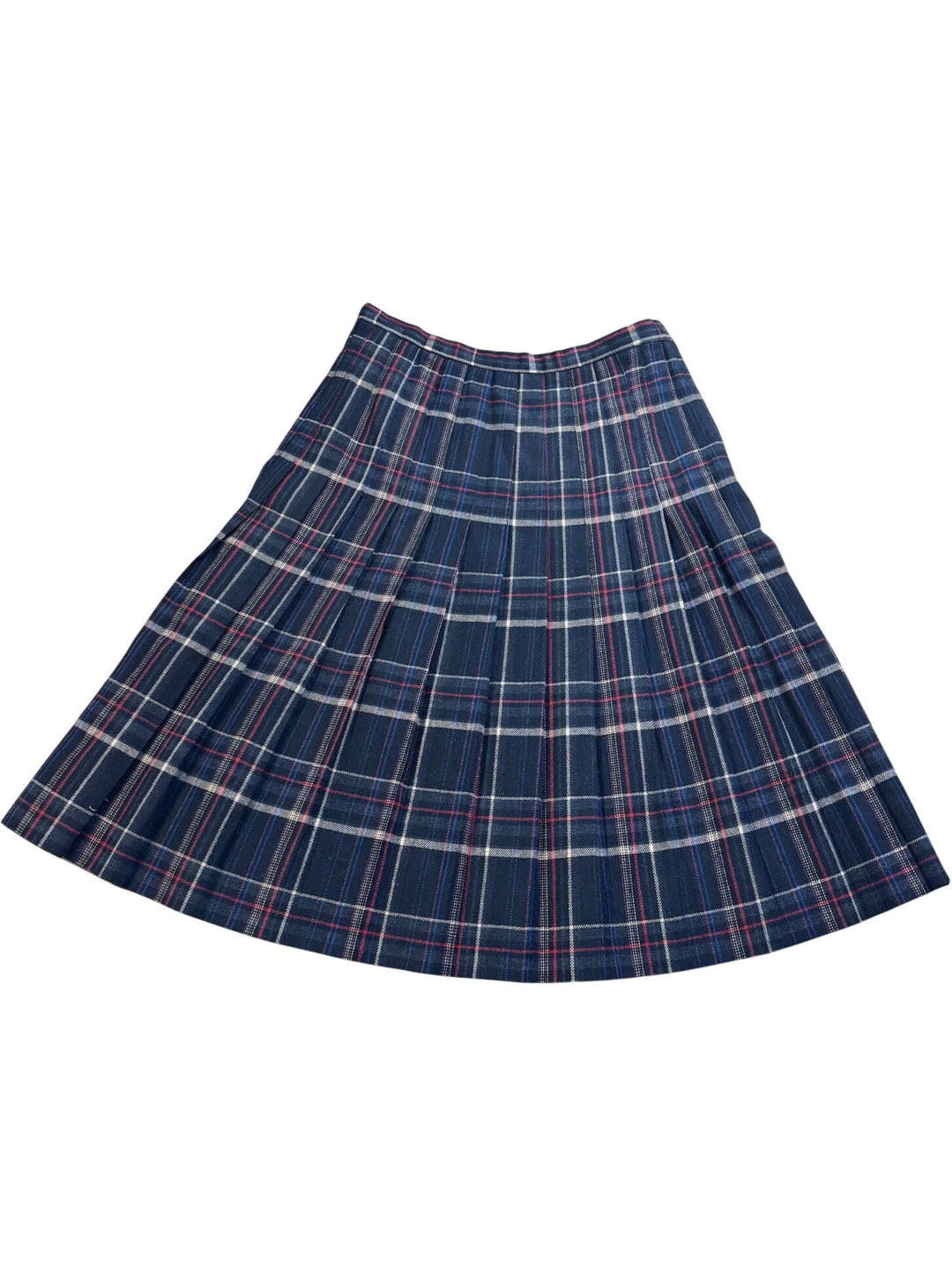 Plaid Pleated Knee-Length Skirt
