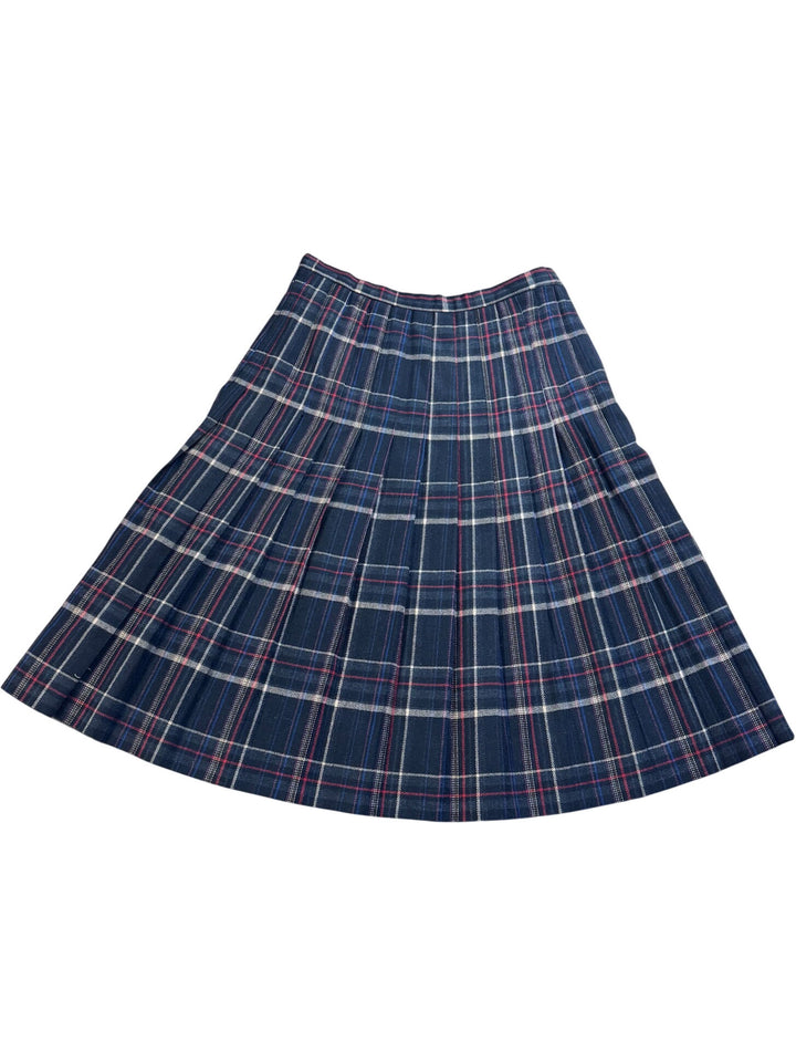 Plaid Pleated Knee-Length Skirt