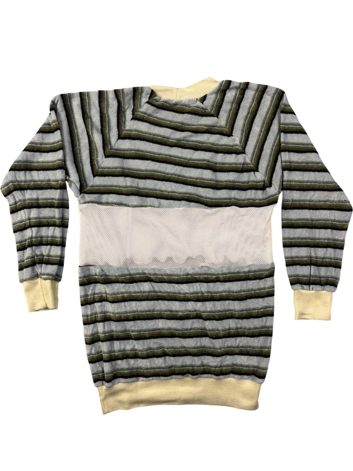 Striped Mesh Panel Sweatshirt - S