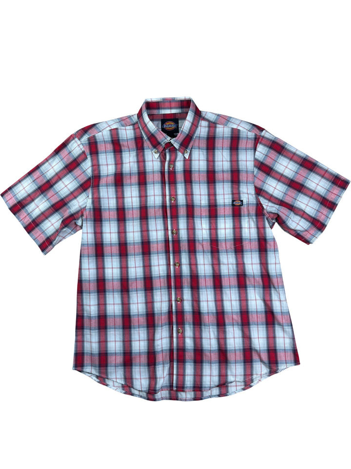 Dickies Red Plaid Short Sleeve Shirt - L