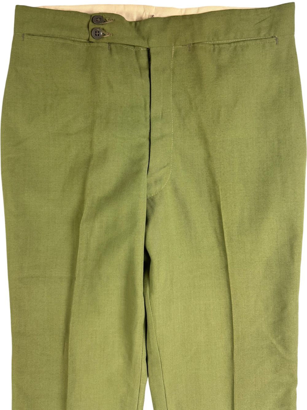 Green Button-Up Straight Leg Trousers - Think Vintage