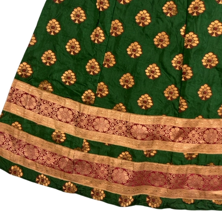 Traditional Green Floral Patterned Skirt - XL - Think Vintage