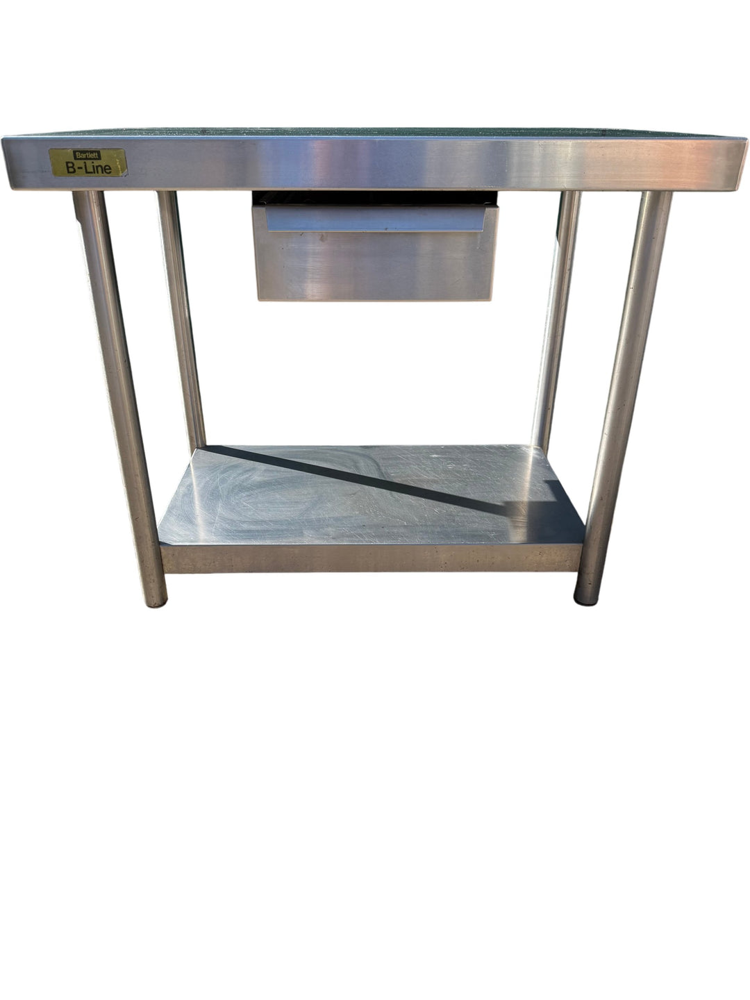 Stainless Steel Table With Drawer - Think Vintage