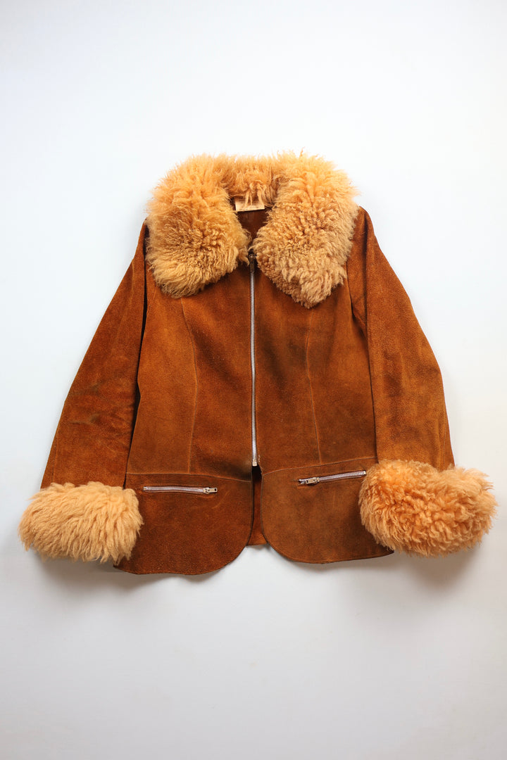 Suede Jacket with Sheepskin Cuffs