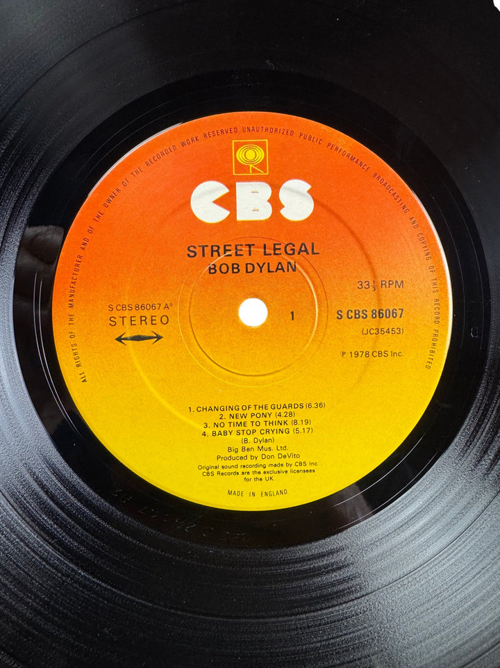 1978 Bob Dylan Street Legal Music Album - Good+