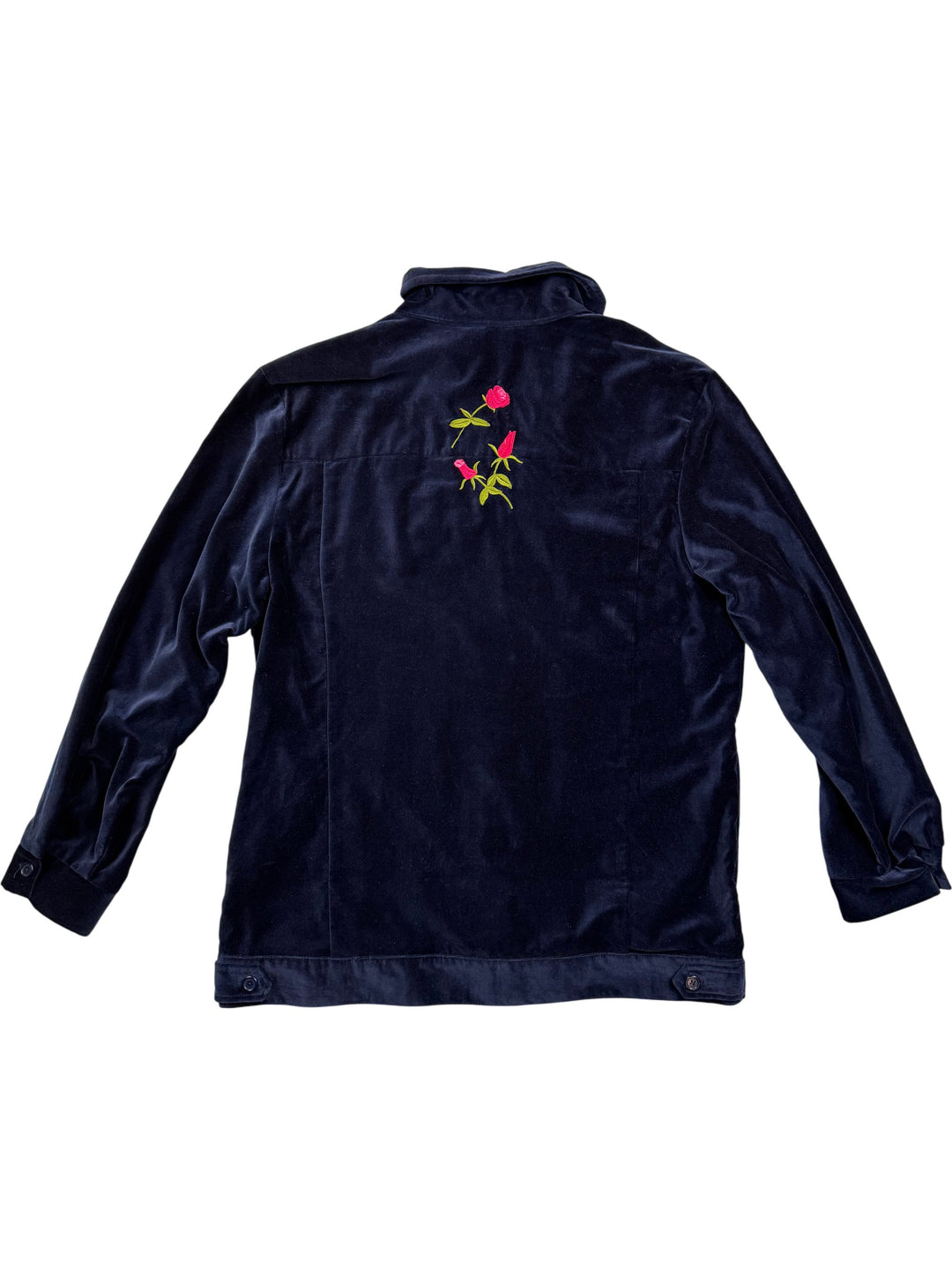 Navy Velvet Embroidered Jacket - M