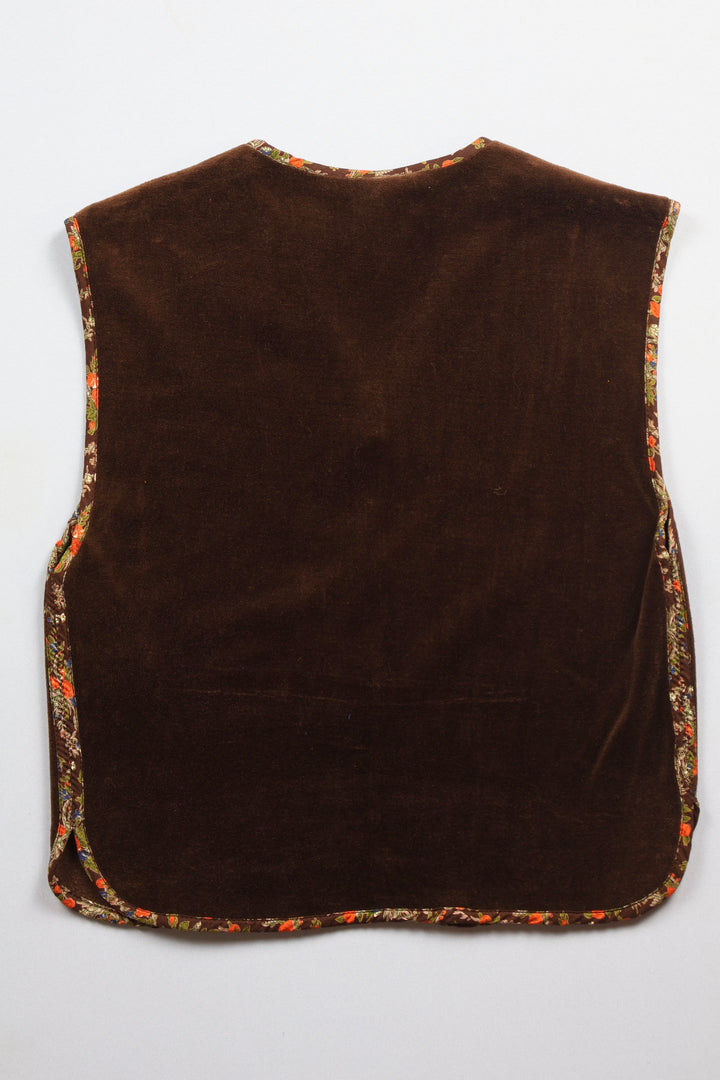 1970s Velour Waistcoat with Flower Pattern
