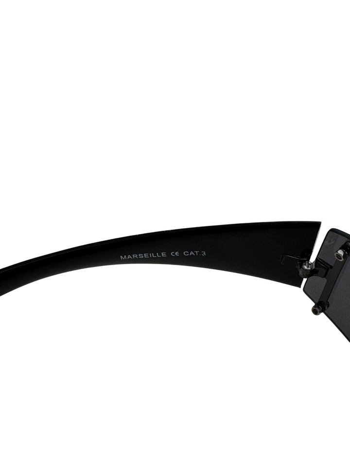 Futuristic Black Wraparound Sunglasses - Think Vintage