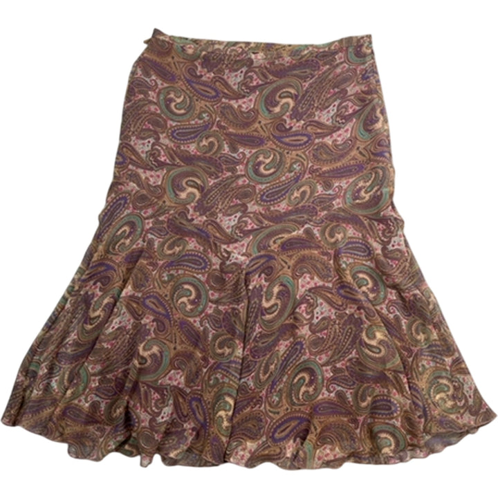 Paisley Pleated Midi Skirt - XL - Think Vintage