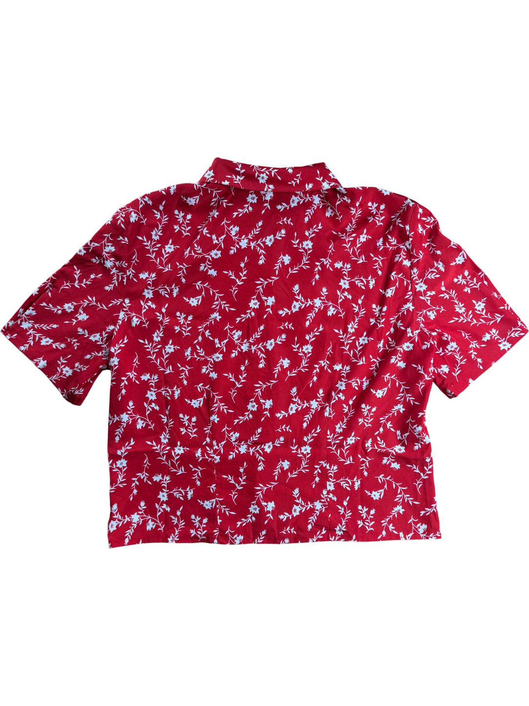 Red Floral Short Sleeve Shirt - M