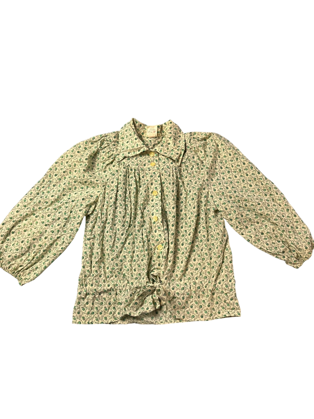 Floral Button-Up Blouse with Balloon Sleeves - Think Vintage