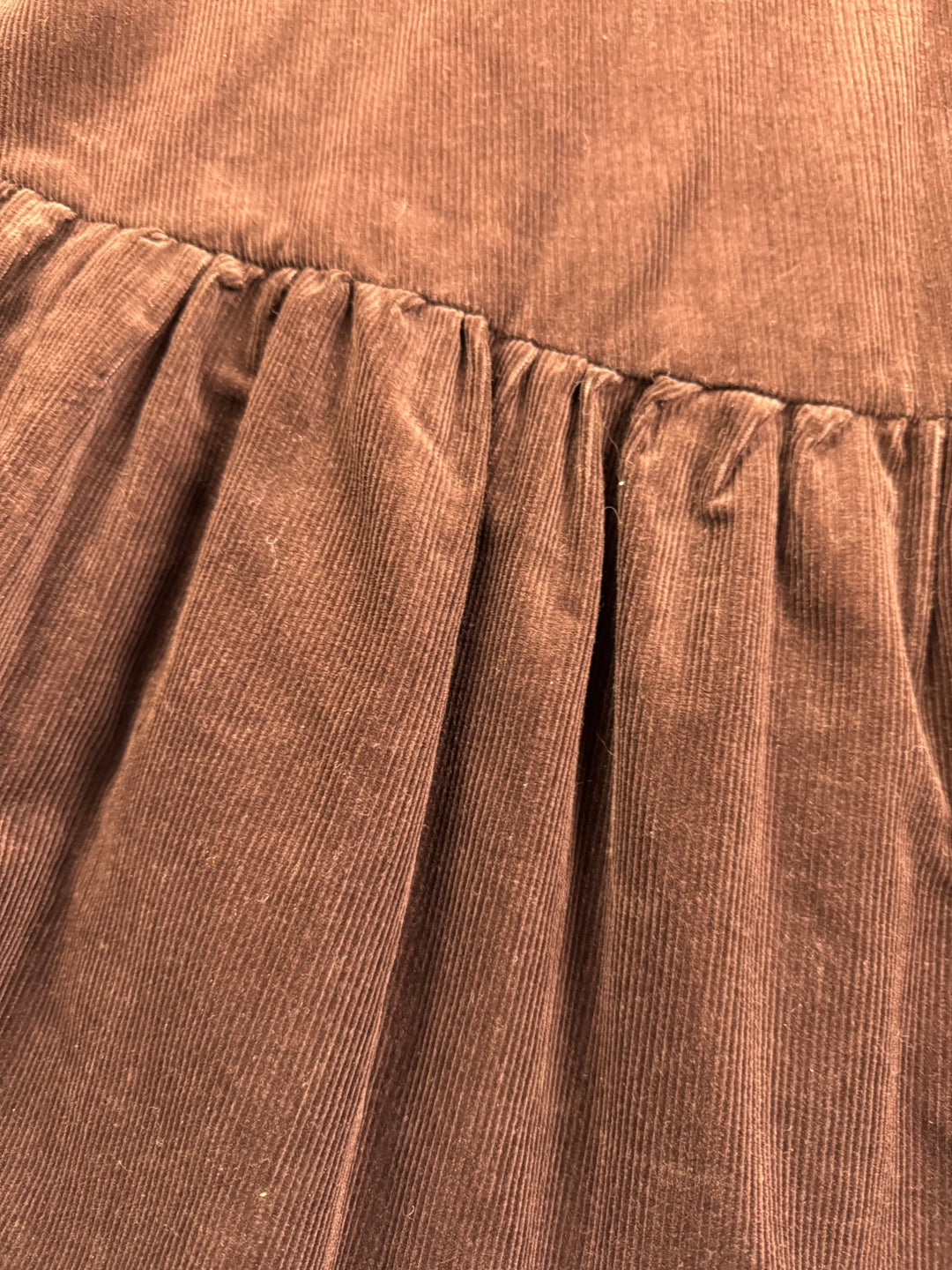 Brown Corduroy Gathered Skirt - XS - Think Vintage