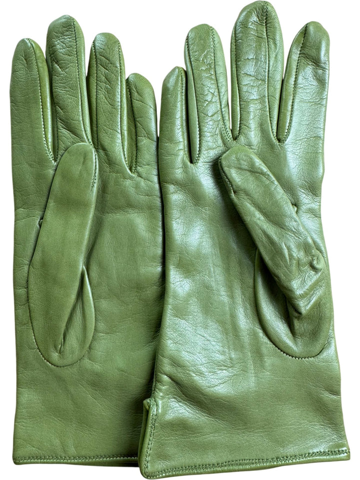 Italian 7½ Green Leather Gloves - M