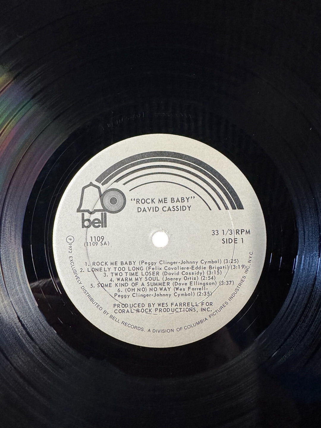 1972 Rock Me Baby Vinyl Album by David Cassidy - Good