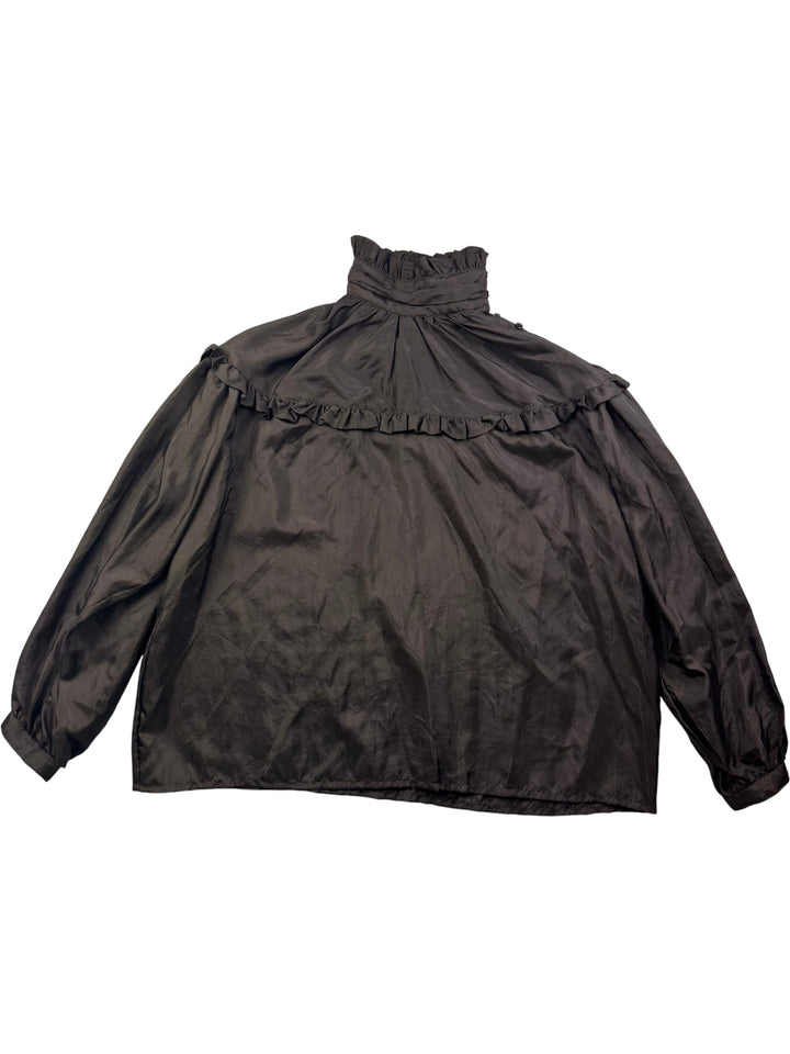 Biba Black Silk Ruffled Blouse