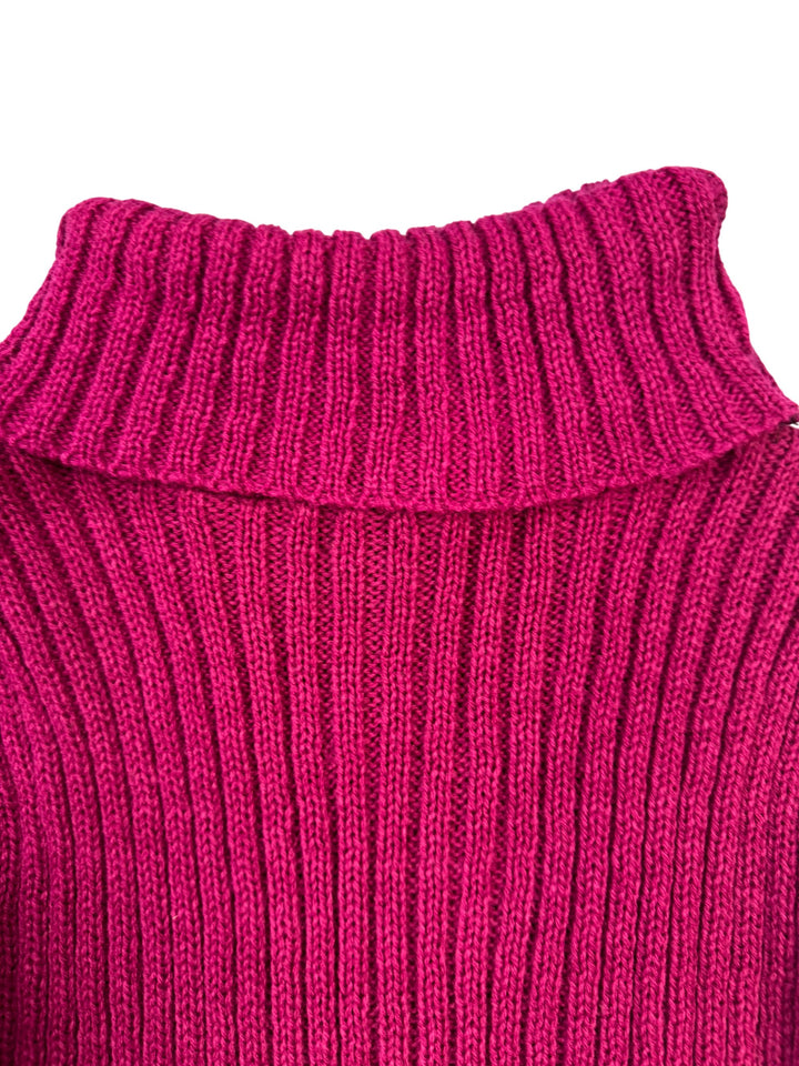 Ribbed Knit Turtleneck Sweater - S - Think Vintage