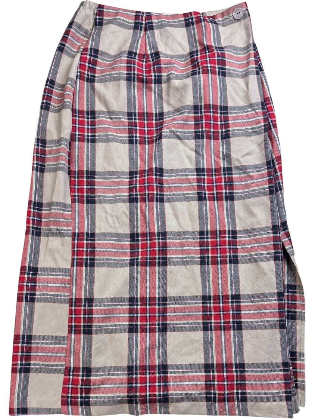 Plaid Button-Up Long Skirt